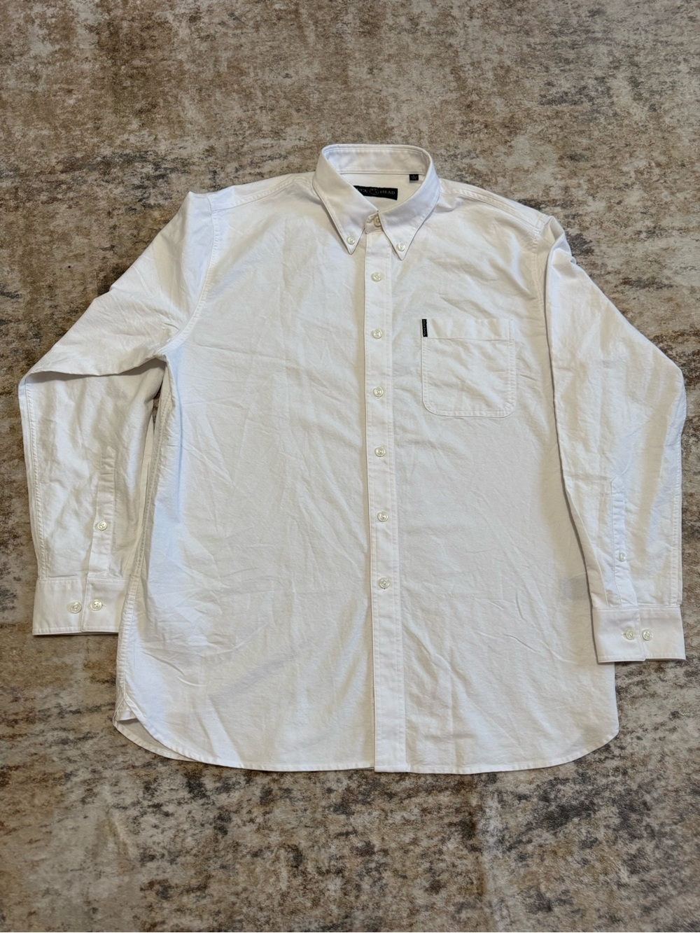 Duck Head Men's White Oxford Cloth Button Down Shirt, Size L, 100% Cotton Preppy